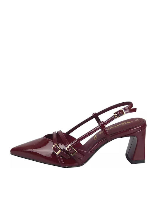 Synthetic Leather Burgundy Heels