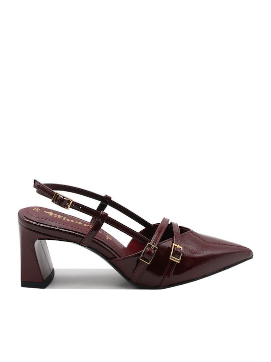 Synthetic Leather Burgundy Heels