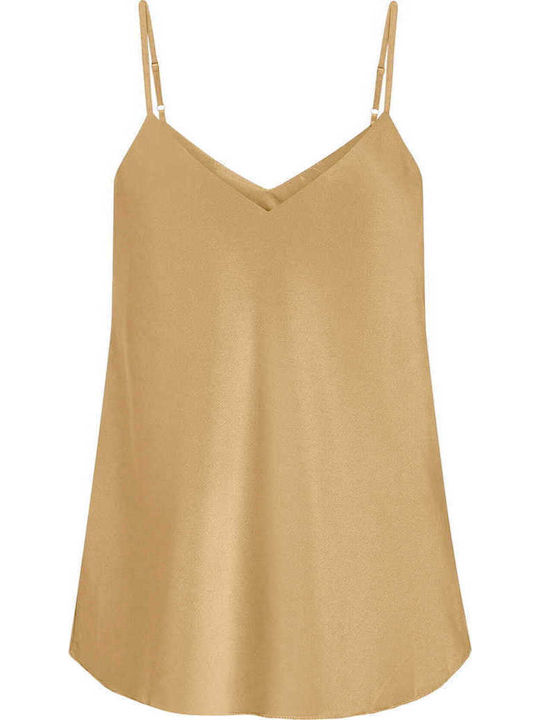 Celestino Lingerie Satin Beiges Dunkles Top