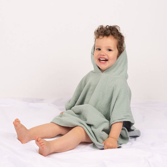Beach Towel Kids Poncho Made Double Muslin Terry Kidizi 2-5 Ani Verde