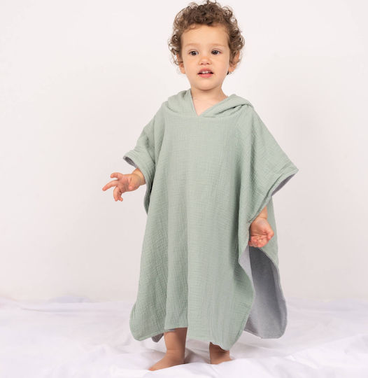 Beach Towel Kids Poncho Made Double Muslin Terry Kidizi 2-5 Ani Verde
