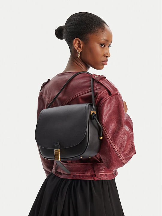 Classic Leder Damentasche Schultertasche Schwarz