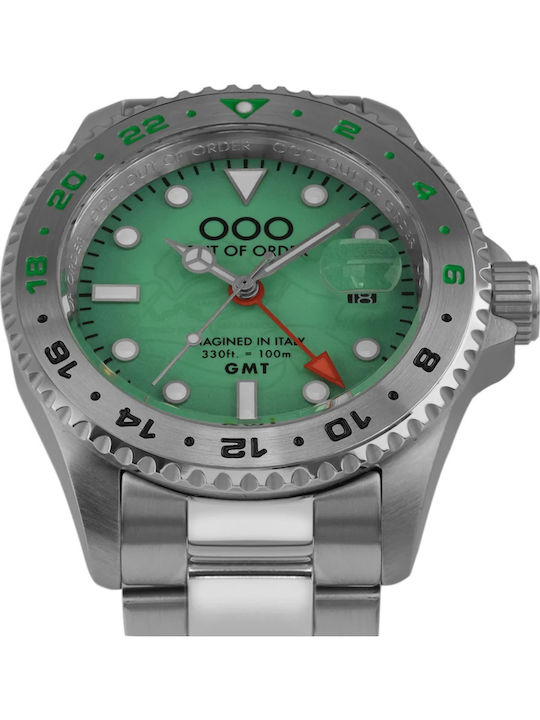 Out Of Order Men's Watch Battery with Silver Metal Bracelet