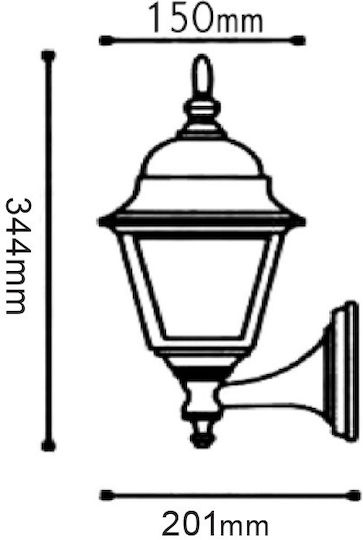 Aca Wall-Mounted Outdoor Lantern E27 IP44 20.1x34.4εκ.