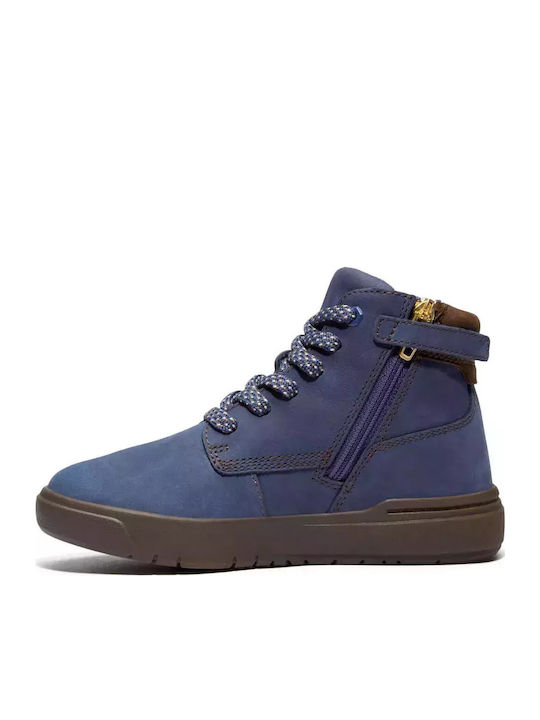 Seneca Bay Mid Anatomical Leather Kids Boots with Laces Blue