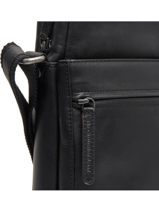 Geantă De Umăr / Tip Crossbody Bărbătească Din Piele Neagră