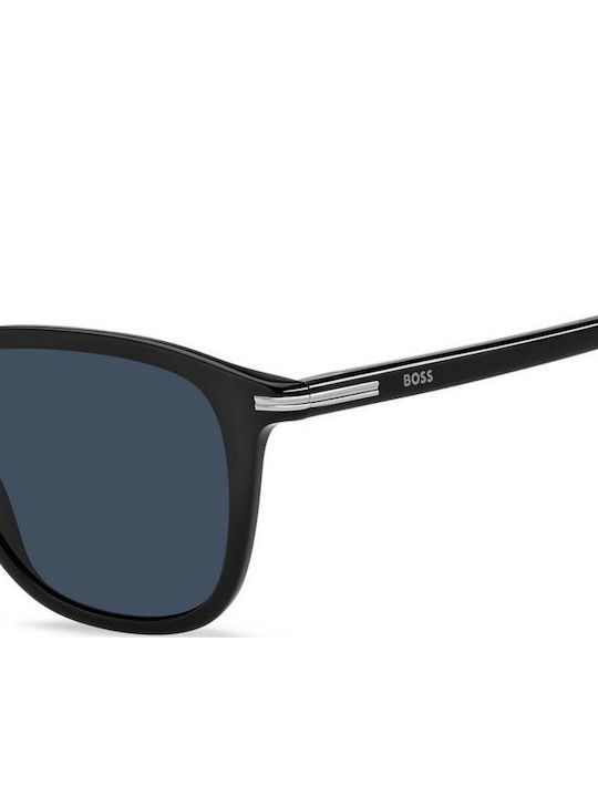 Boss Men's Sunglasses with Black Plastic Frame and Blue Lens BOSS 1845/S 807/KU