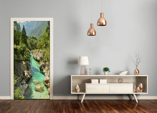 Autocolant Decorativ Mural de Perete și Ușă Mountain Stream 75x205 Cm