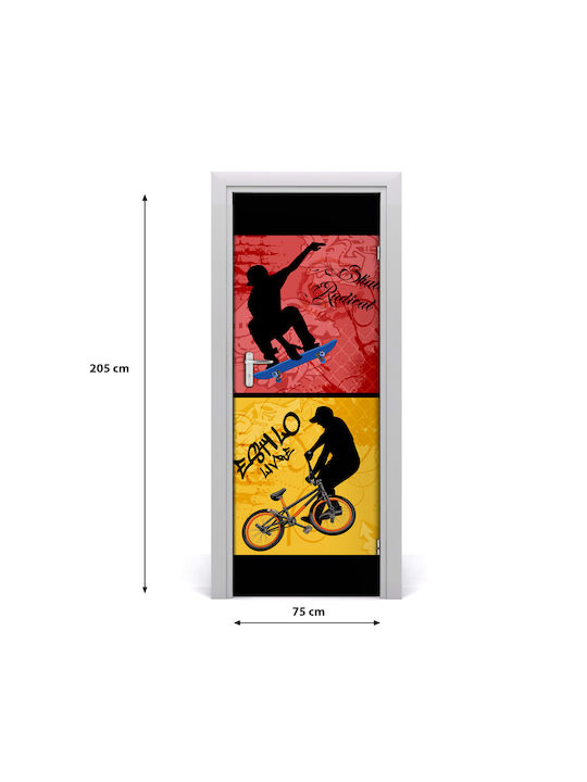 Bike Skateboard Самозалепващa Стенна Мурала Врати 75x205 См