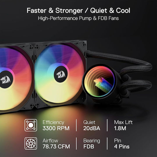 Redragon CCW-3014 Υδρόψυξη AIO CPU με 3 Ανεμιστήρες και ARGB Φωτισμό