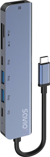 Savio Hub 7 Θυρών USB 3.1 με σύνδεση USB-C