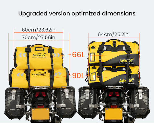 Loboo Waterproof Motorcycle Tail Bag 66lt Black