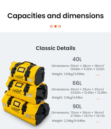 Loboo Waterproof Motorcycle Tail Bag 66lt Yellow