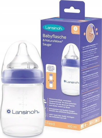 Lansinoh Plastic Baby Bottle Anti-Colic with Silicone Nipple for 1+ months 160ml