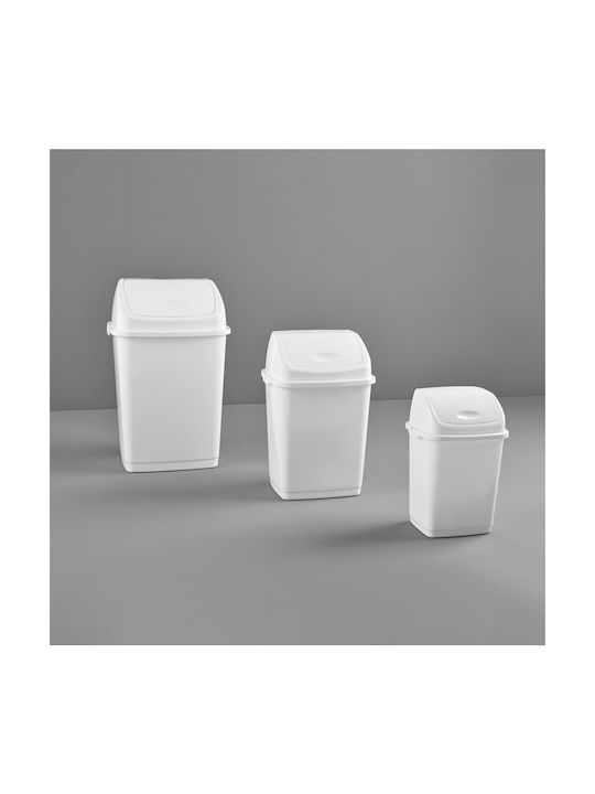 Dunya Plastic Waste Bin with Oscillating Lid Beige 18lt