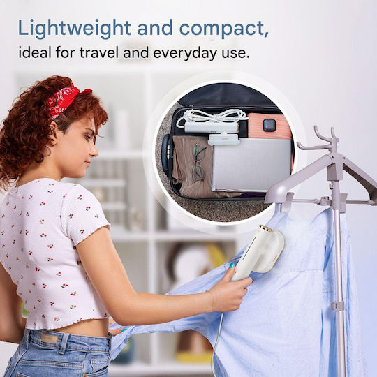 2in1 Vertical Steam Iron Proficare Superglide Ceramic Soleplate Garment Steamer Hand 1300W with Tank 80ml White