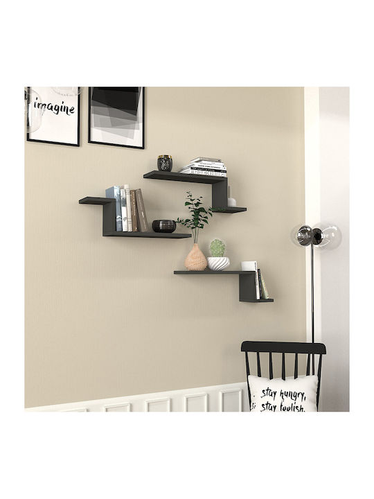Lowa Wall Shelves Anthracite (3 Pieces) 57.7x14.5x18cm