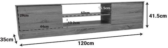 Έπιπλο Τηλεόρασης Sasa Oak-ανθρακί Μ150xΠ35xΥ41.5cm
