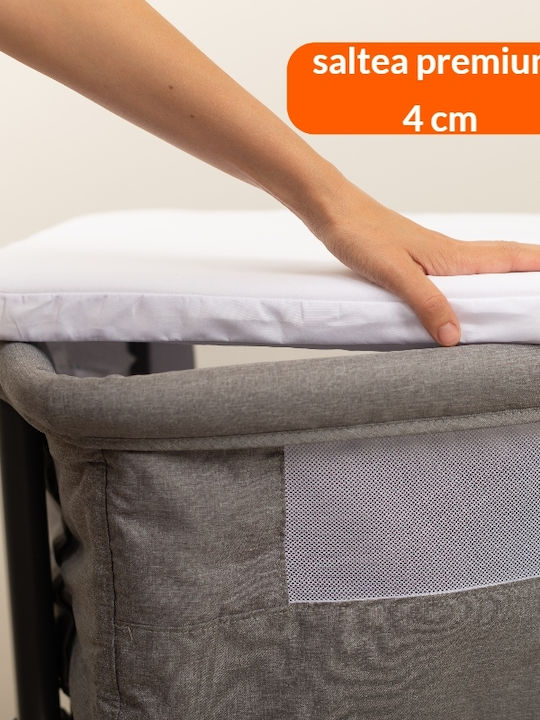 Kidizi Cradle-Park with Mattress and Wheels Gray