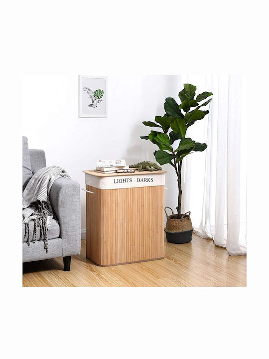 250308 Καλάθι Απλύτων Bamboo Πτυσσόμενο 52x32x60cm Λευκό
