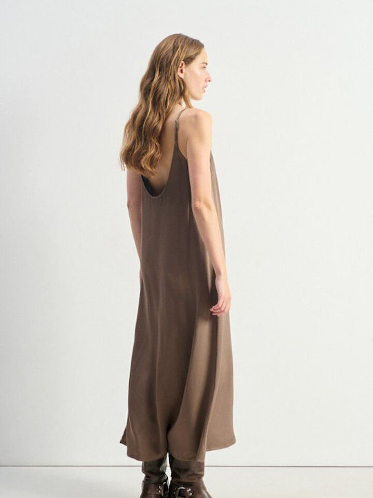 Summer Maxi Slip Dress Khaki