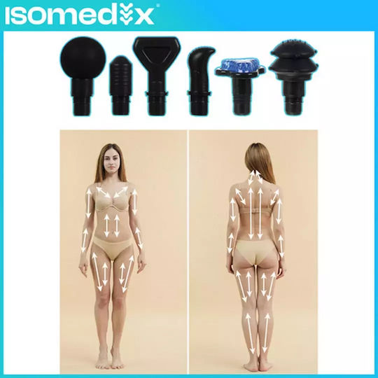 Isomedix Gun Massage for the Neck, the Back, the Legs, the Body & the Hands with Vibration and Heating Function Black