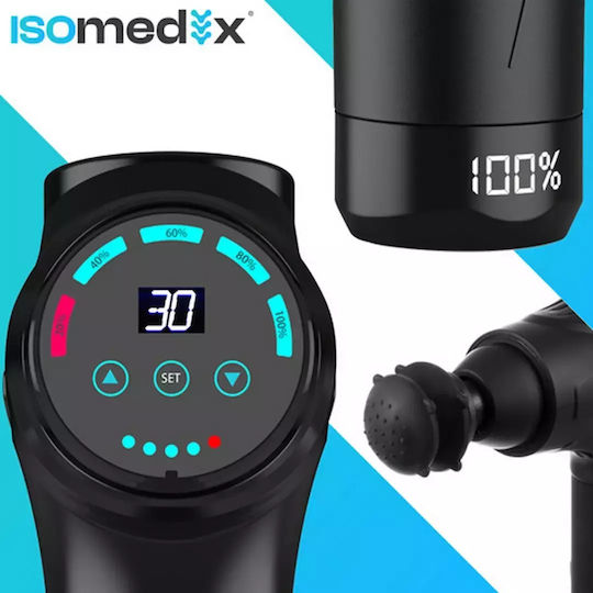 Isomedix Gun Massage for the Neck, the Back, the Legs, the Body & the Hands with Vibration and Heating Function Black
