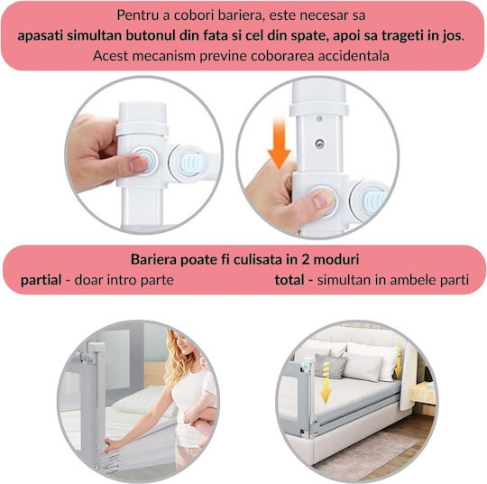 Kidizi Bară de protecție pentru pat Montaj simplu în Culoare Bej 200εκ. 3buc