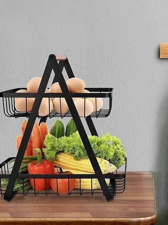 Obstschale Metallisch 2 Niveaus Schwarz