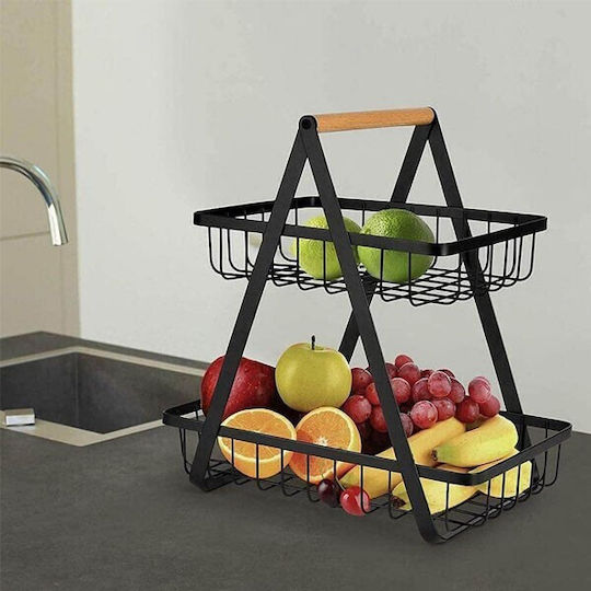 Fruit Bowl Metallic 2 Levels Black