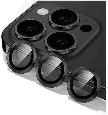 Lens Protector Protecție Cameră Tempered Glass Black pentru iPhone 15 Pro, iPhone 15 Pro Max