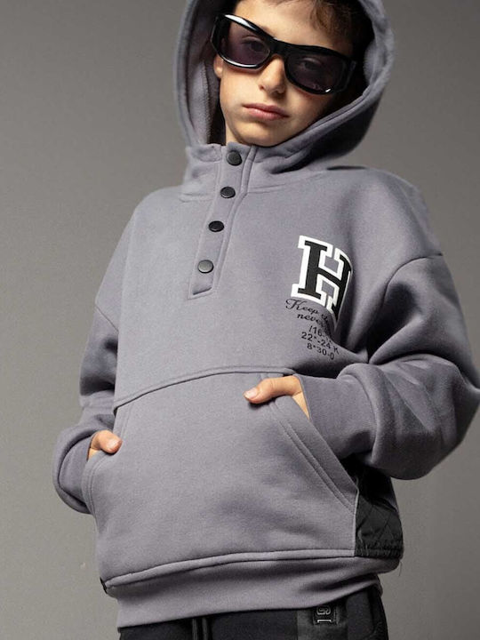 Kids Sweatshirt with Hood and Pockets Anthracite