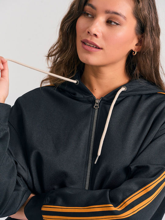 Women's Sweatshirt Jacket Hooded Black
