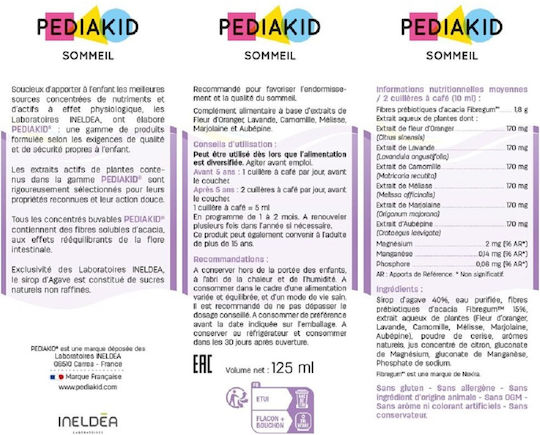 Pediakid Sleep Anxiety & Sleep Supplement 125ml Honey