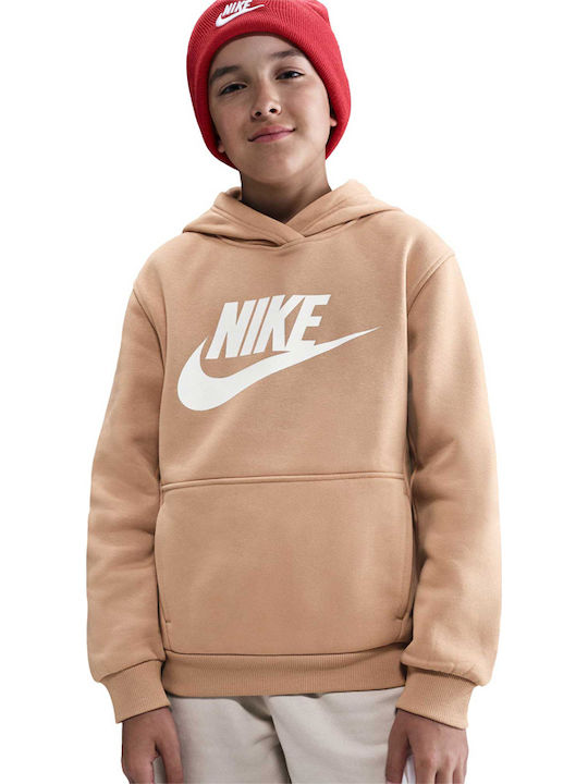 Kids Sweatshirt with Hood and Pockets Beige Sportswear Club