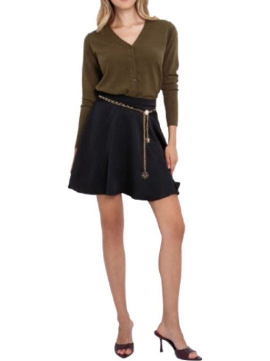 Women's Knitted Cardigan with Buttons Olive Green