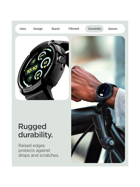 Spigen Rugged Armor Θήκη Σιλικόνης σε Μαύρο χρώμα για Google Pixel Watch 4 41mm