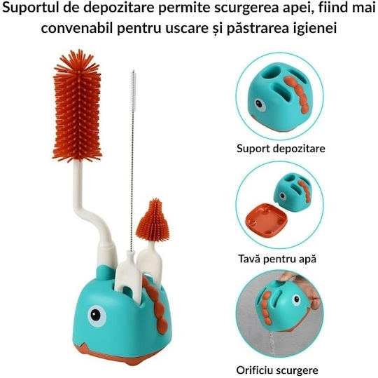 Kidizi Perie de curățare pentru Biberoane Roșu 4buc