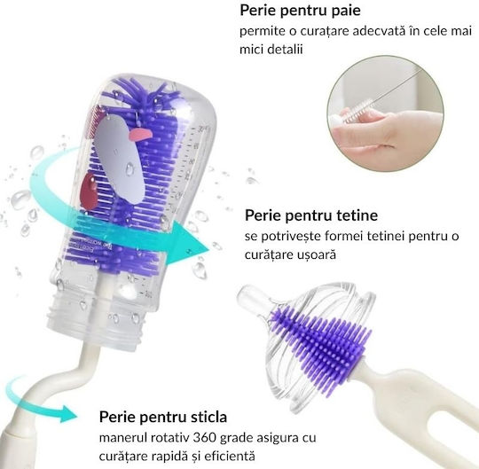 Kidizi Perie de curățare pentru Biberoane Violet 4buc