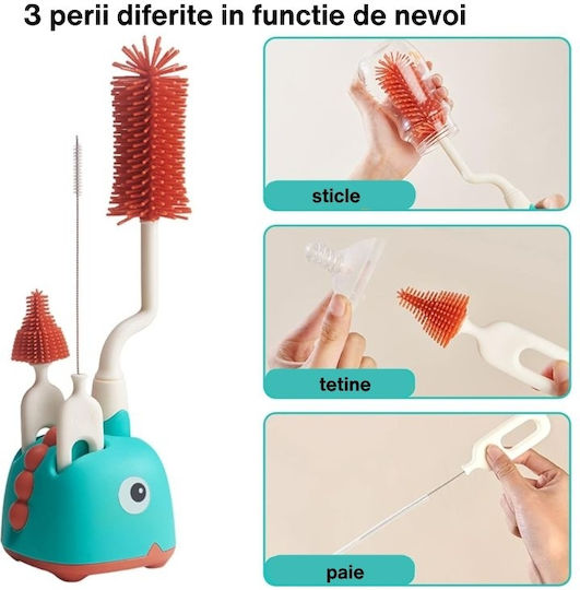 Kidizi Perie de curățare pentru Biberoane Roșu 4buc