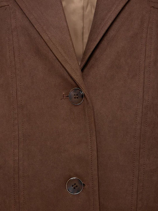 BSB Blazer pentru femei Piele Sacou Brown
