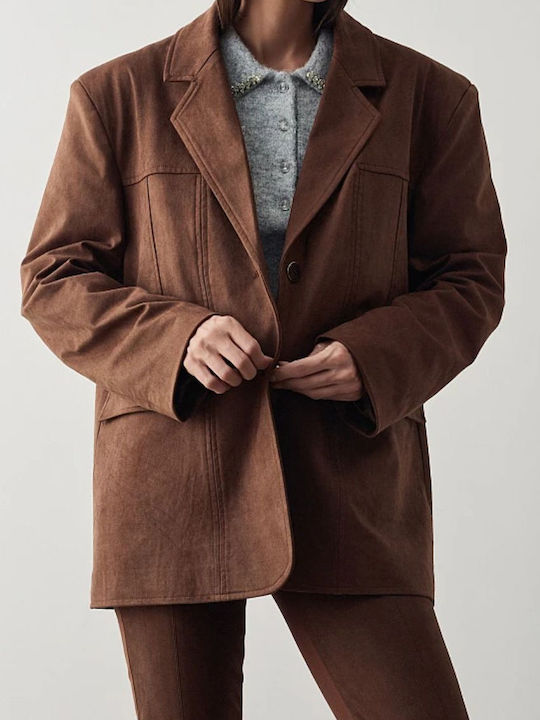 BSB Blazer pentru femei Piele Sacou Brown