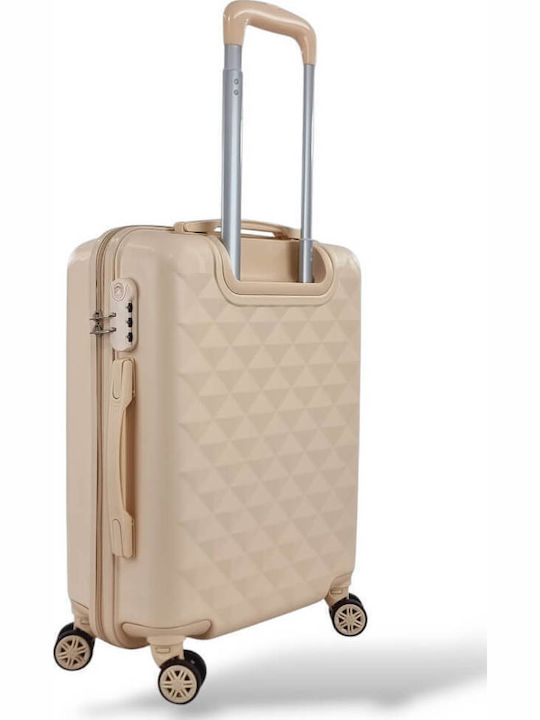 Kids Cabin Hard Beige Suitcase With 4 Wheels Height 55cm