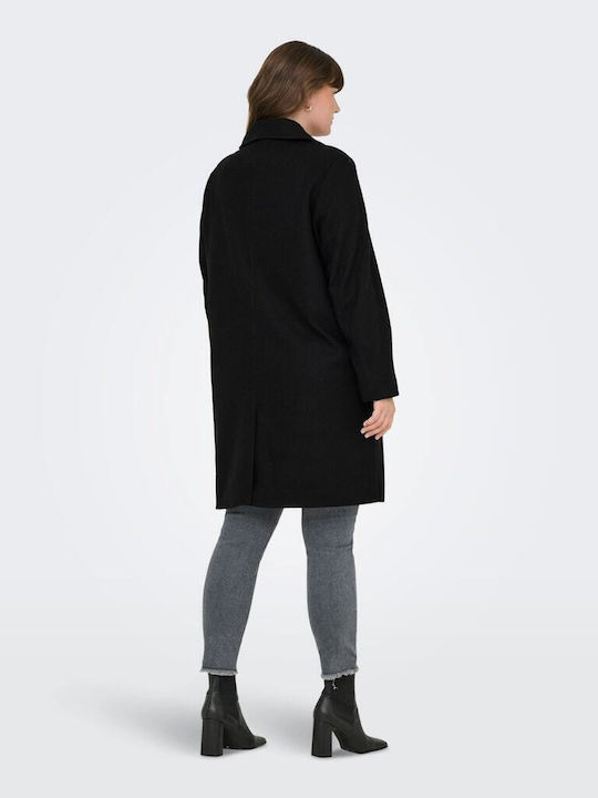 Damen Black Mantel mit Knöpfen