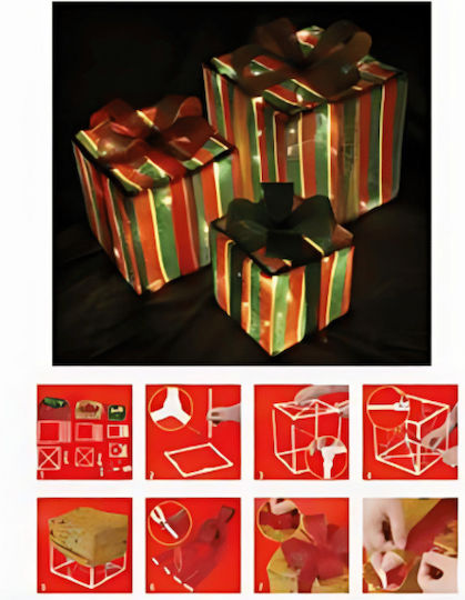 Figurine De Crăciun Cutii Cadou Decorative Lumină Led 3 Bucăți