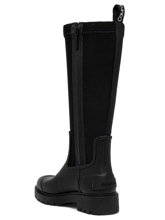 Women's Mid Heel Wellies Black