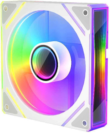 1STPLAYER FC7-WH Ventilator Pentru Carcasă 120mm (1800rpm / 47.65cfm) cu Iluminare ARGB și Conexiune 3-Pin Alb