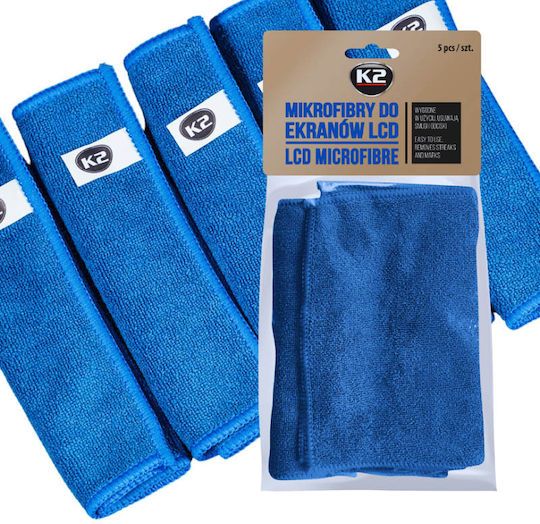 K2 Cloths Microfiber Cleaning Car Blue 15x15cm 5pcs
