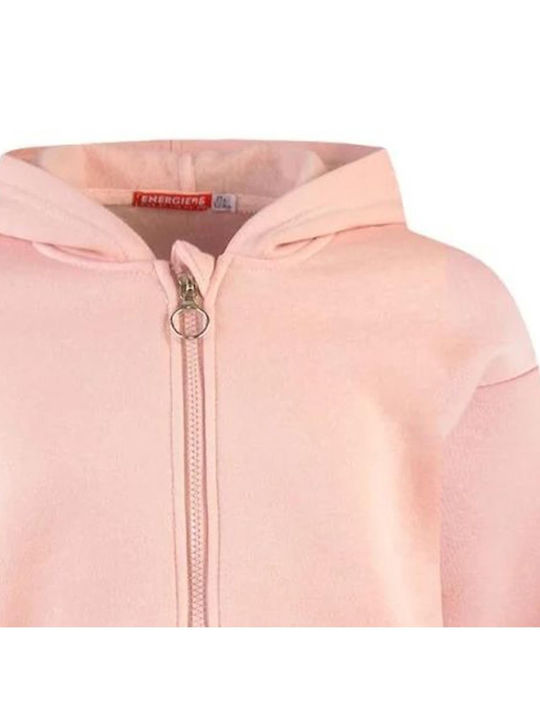 Kids Sweatshirt Cardigan Fleece with Hood Pink