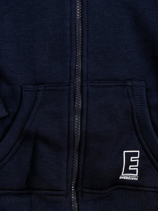 Kids Sweatshirt Cardigan With Hood And Pockets Navy Blue